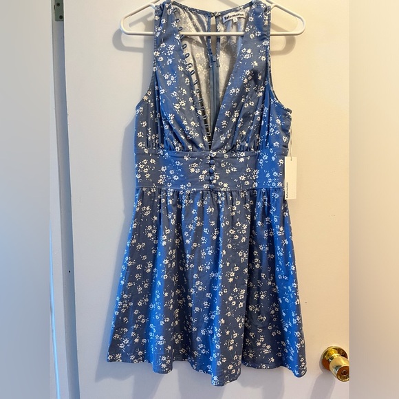 Reformation Isador Light Blue Cotton Sundress with White Floral Print (Size 8) - Picture 7 of 8
